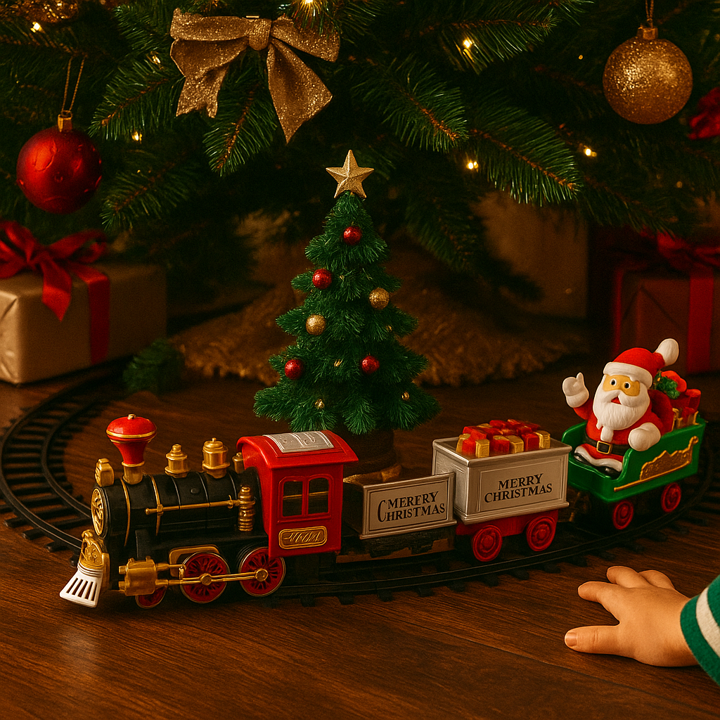 Trenino di Natale elettrico con binari